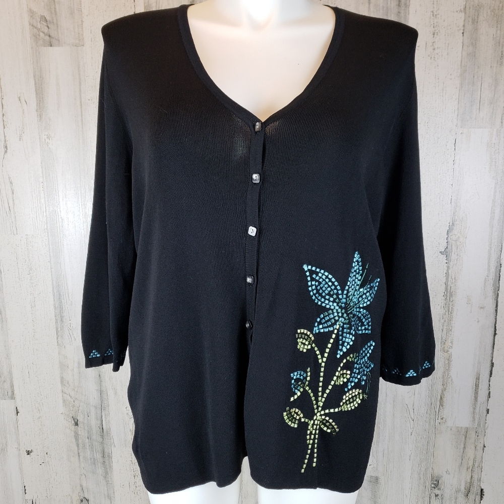 Talbots Vintage Embroidered Cardigan Sz 1X